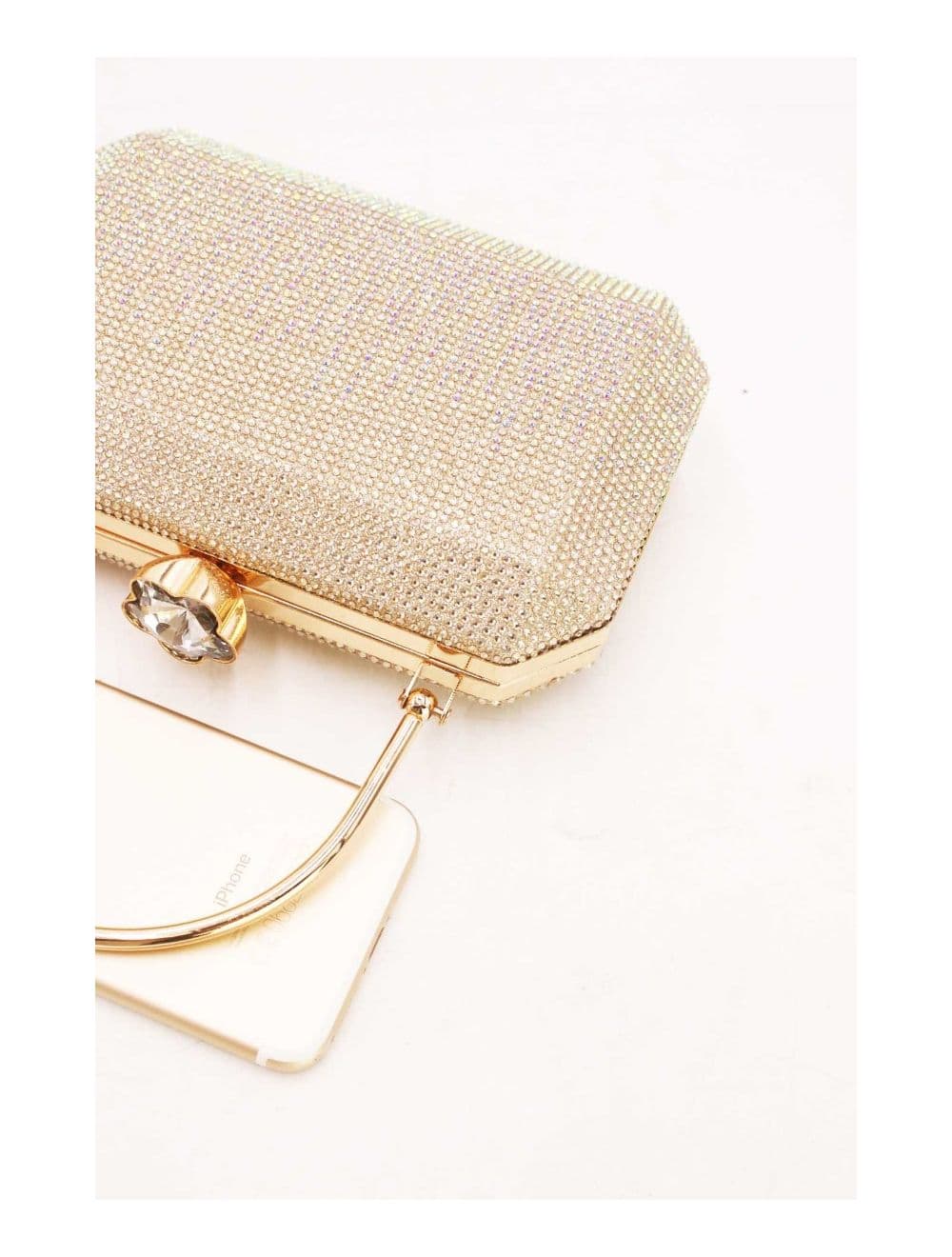 Sac Soirée Boîte de Nuit Strass  23P-5719-Doré — vue 4