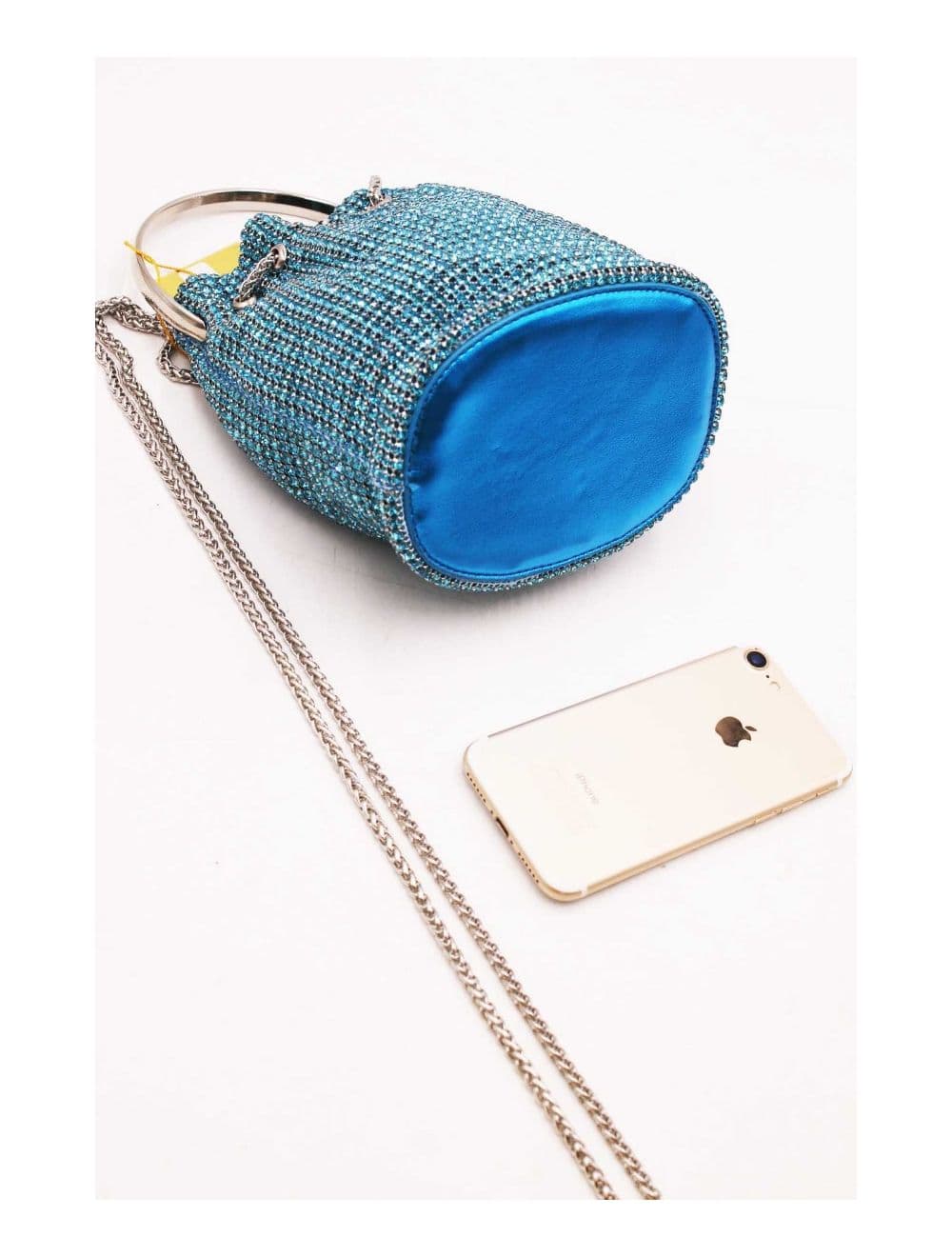 Petit Sac Seau Soirée Avec Strasse -22P-5505-Bleu — vue 4