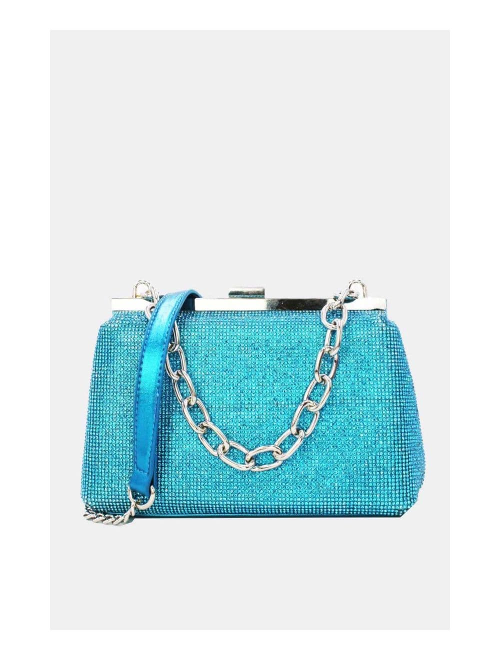 Pochette Soirée ou Mariage Avec Strass -22P-5387-Bleu