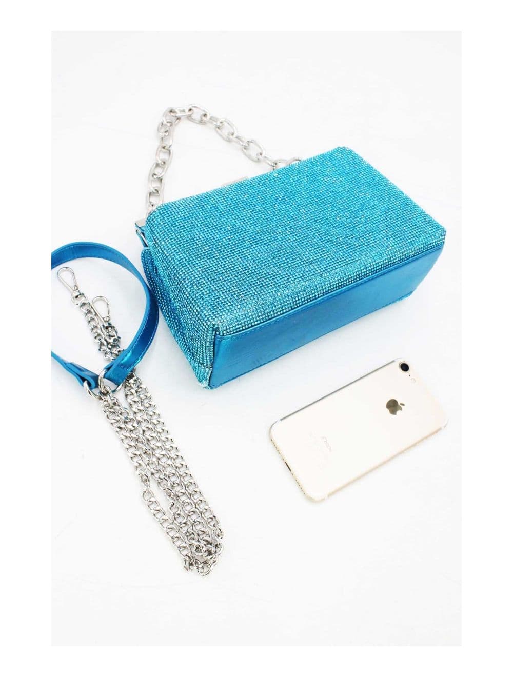 Pochette Soirée ou Mariage Avec Strass -22P-5387-Bleu — vue 4