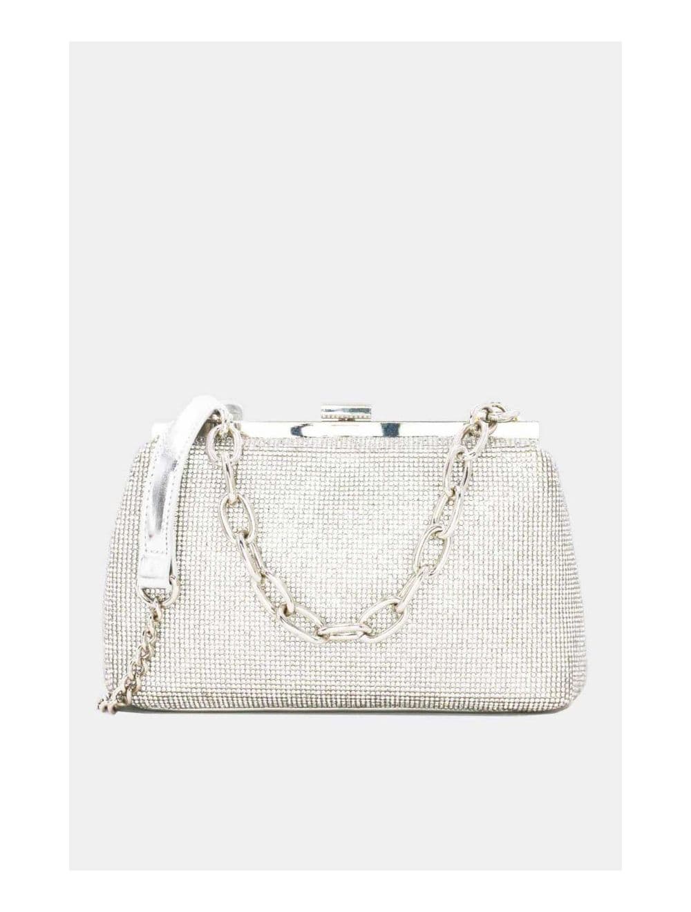 Pochette Soirée ou Mariage Avec Strass -22P-5387-Argent