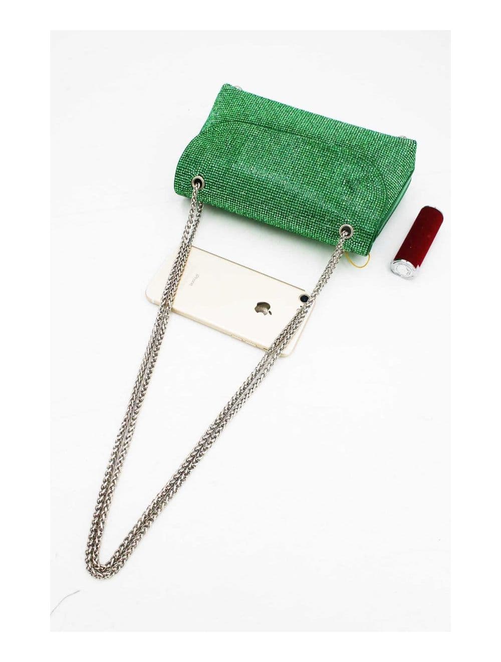 Pochette Soirée ou Mariage Avec Strass -21P-5115-Vert Foncé — vue 4