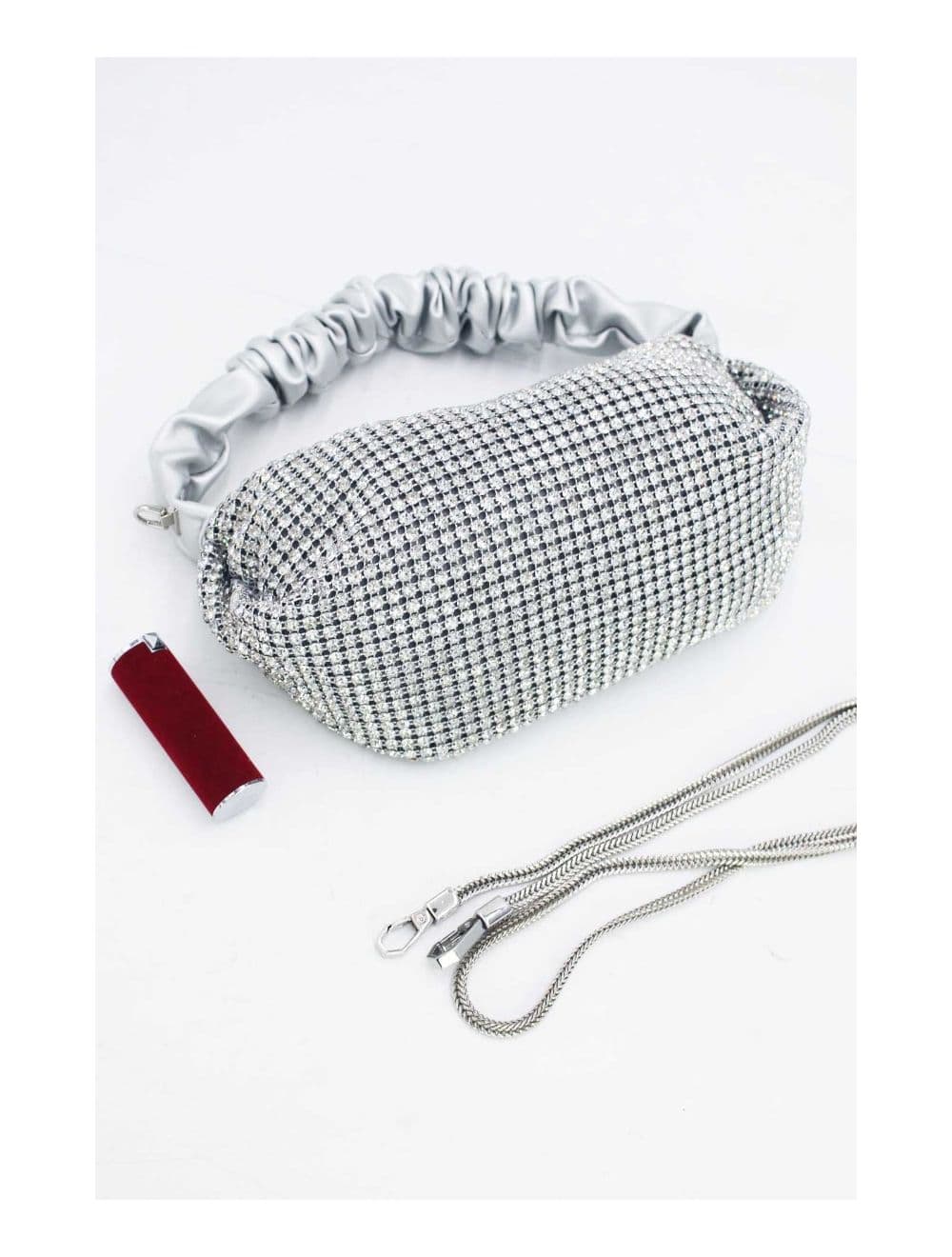 Sac Soirée ou Mariage Avec Strass-22P-5388-Silver/White — vue 3