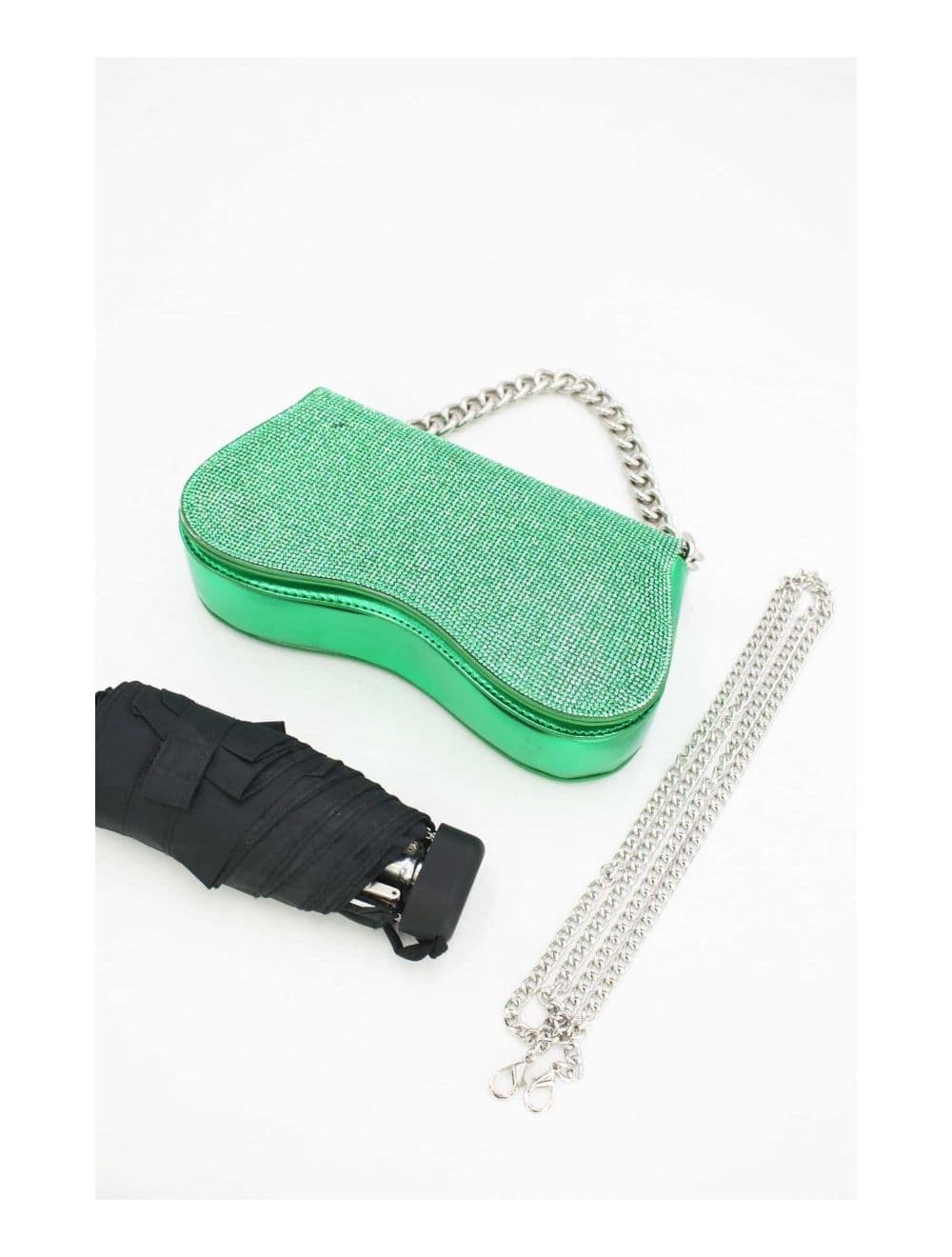 Sac Soirée ou Mariage Strass Avec Chaîne 22P-5653-Green