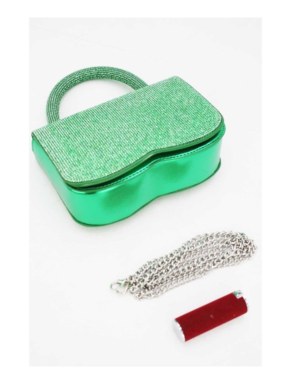 Sac Soirée ou Mariage Avec Strass  22P-5655-Green — vue 3