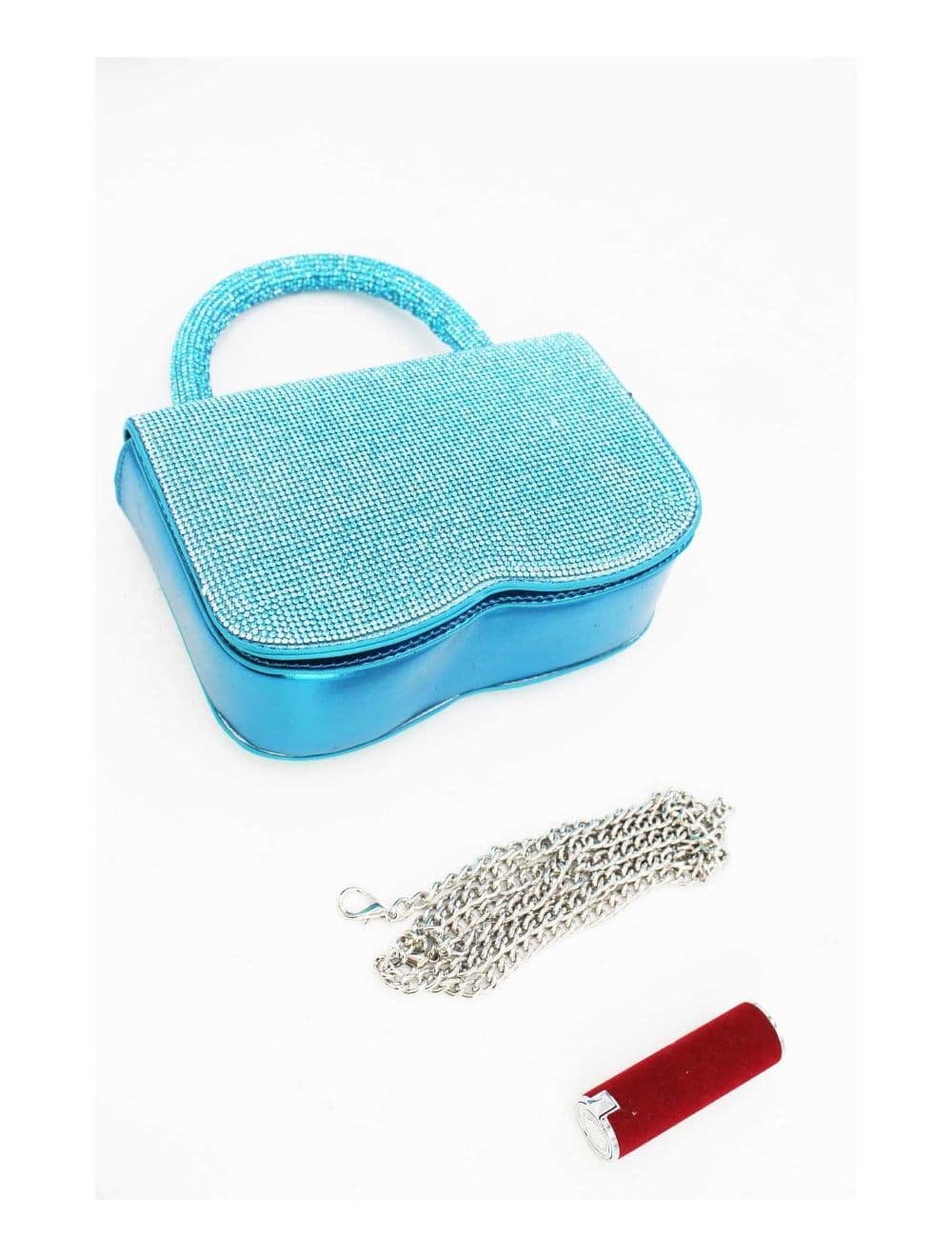 Sac Soirée ou Mariage Avec Strass  22P-5655-Blue — vue 4