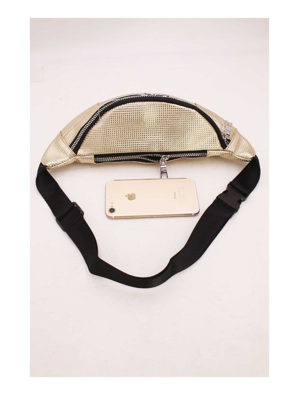 Sac Banane Femme Effet Brillant Quadrillé -23MB-3081-Dorée