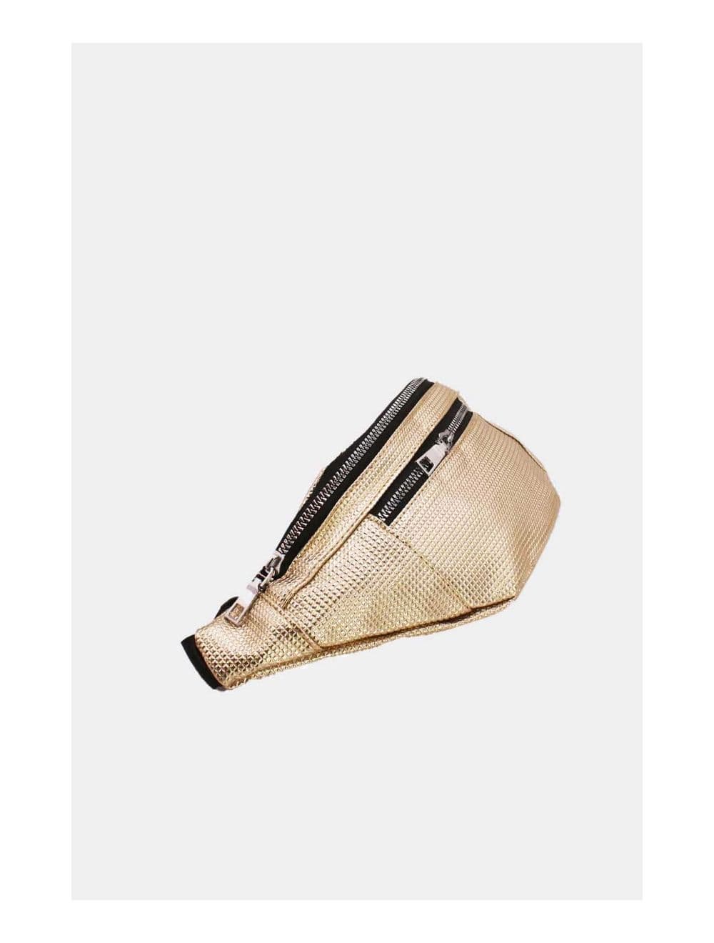 Sac Banane Femme Effet Brillant Quadrillé -23MB-3081-Dorée — vue 3