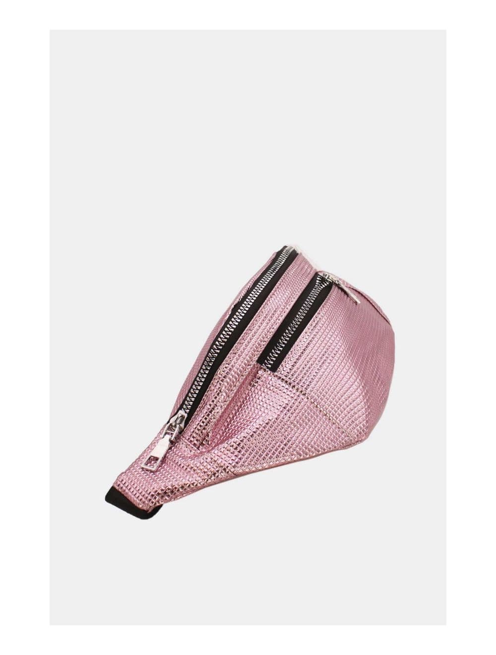 Sac Banane Femme Effet Brillant Quadrillé -23MB-3081-Pink — vue 3