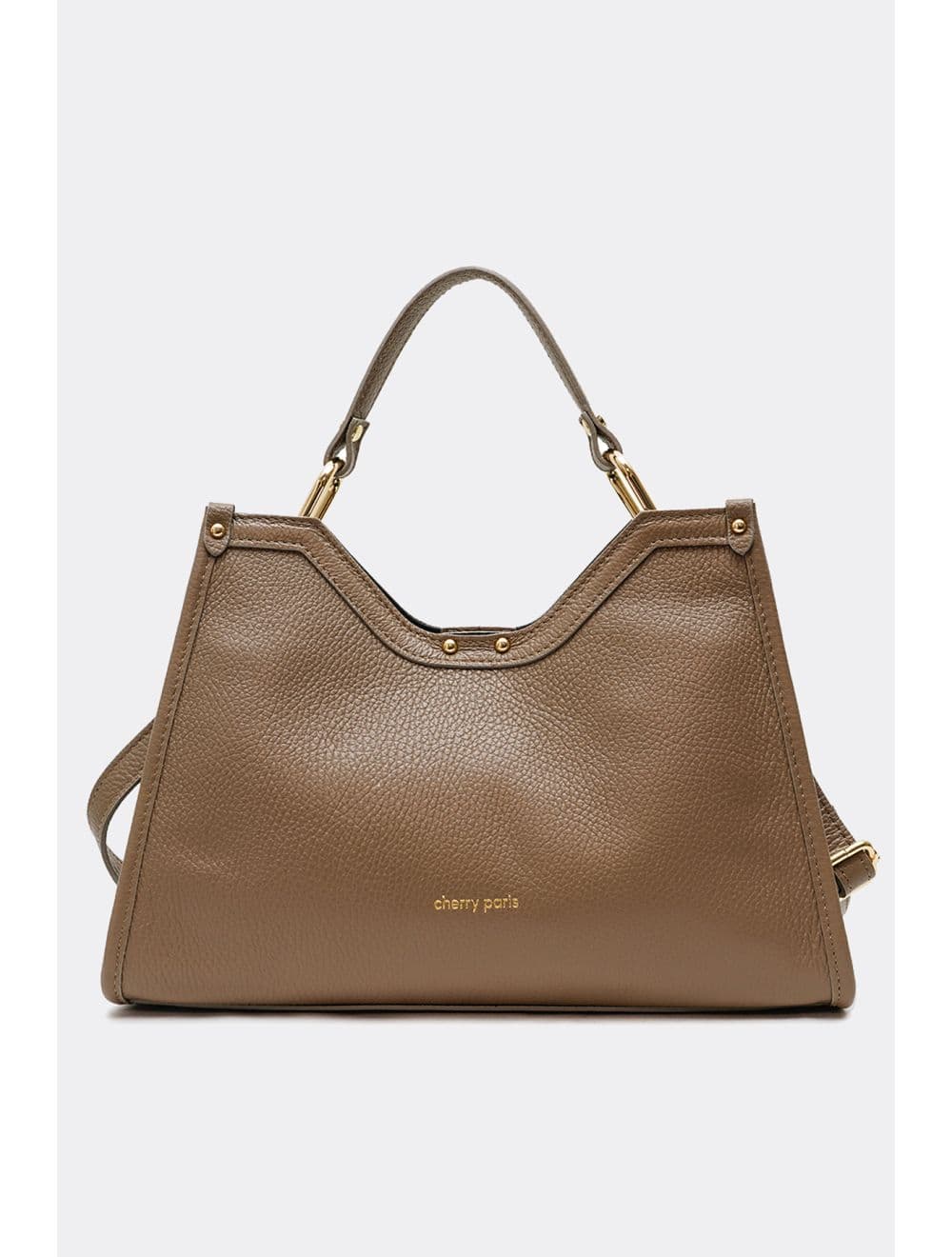 Sac à Main En Cuir Vachette Grainée Avec Pochette Amovible 4174 SABRINE-Taupe