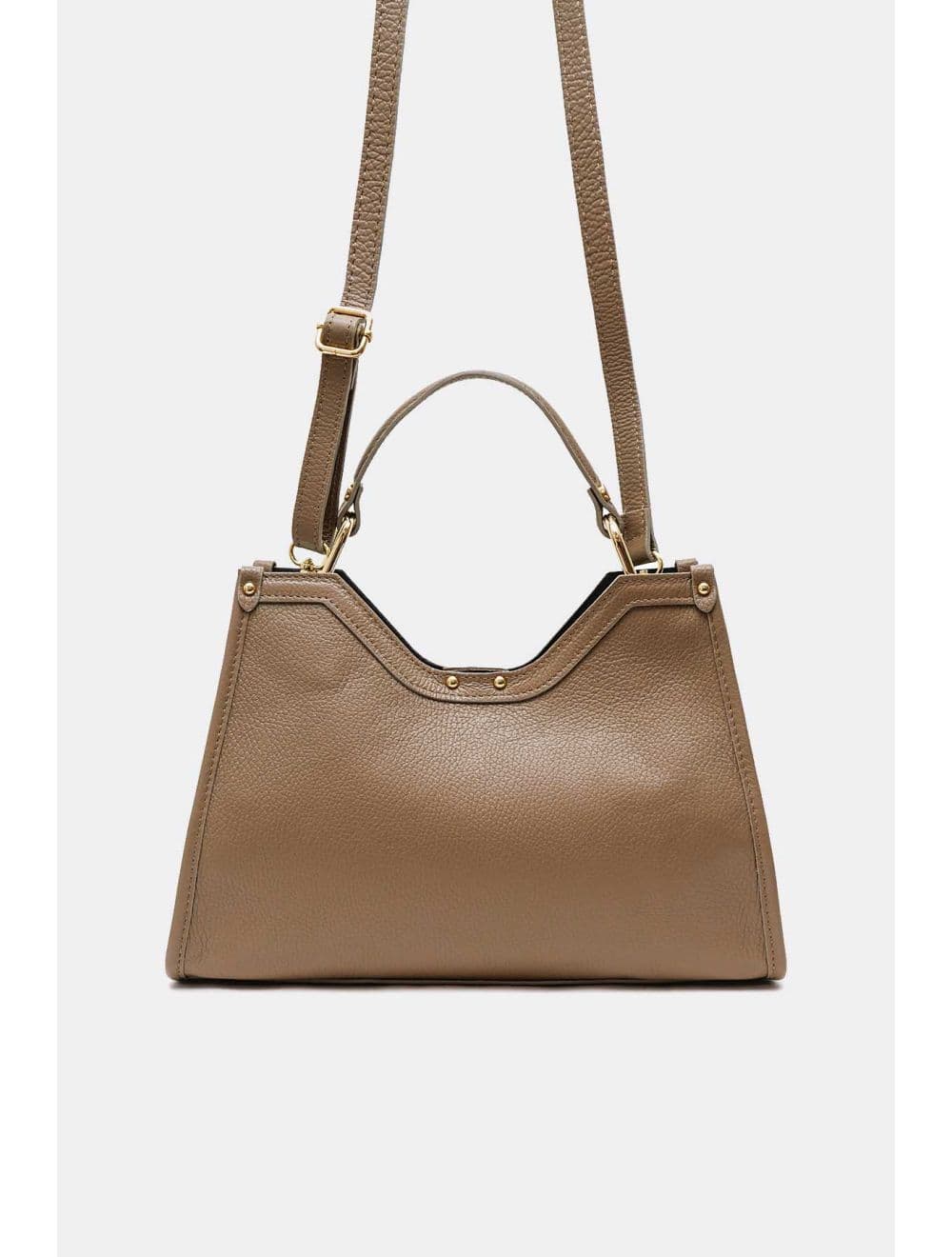 Sac à Main En Cuir Vachette Grainée Avec Pochette Amovible 4174 SABRINE-Taupe — vue 3