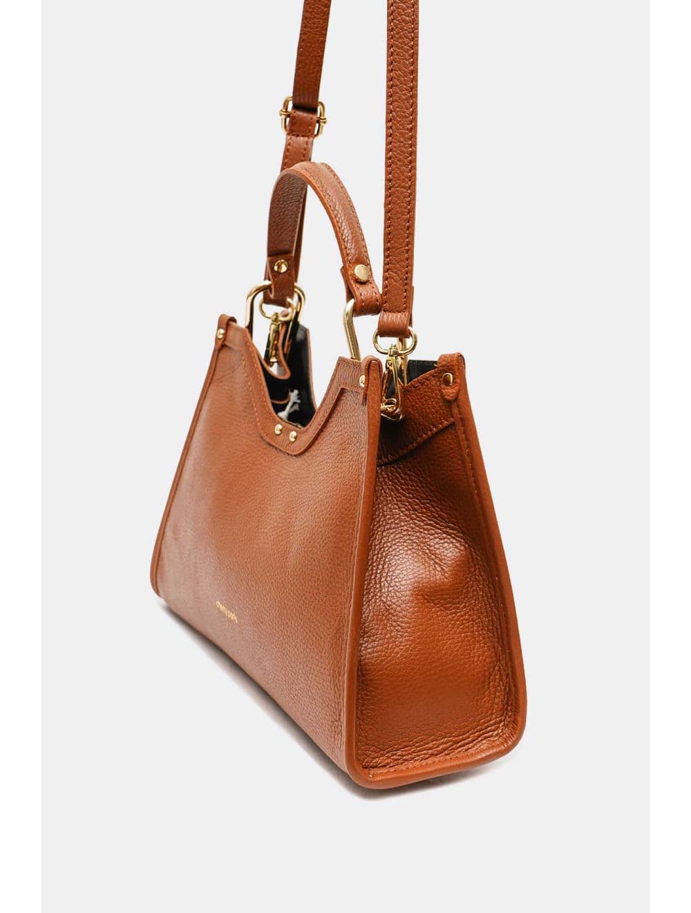 Sac à Main En Cuir Vachette Grainée Avec Pochette Amovible 4174 SABRINE-Cognac — vue 3