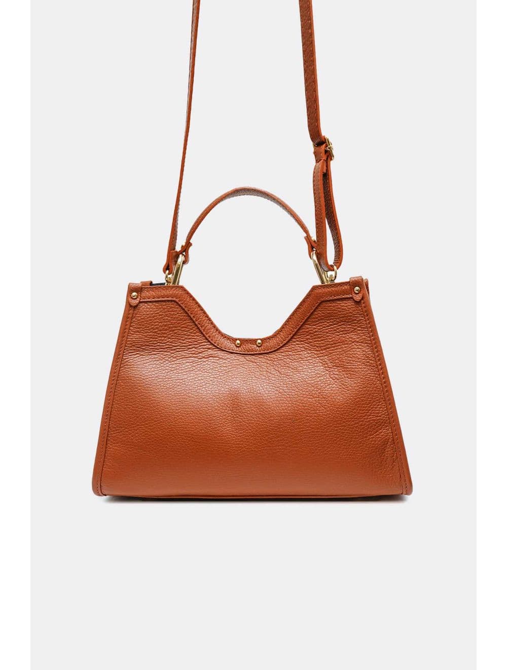 Sac à Main En Cuir Vachette Grainée Avec Pochette Amovible 4174 SABRINE-Cognac — vue 4