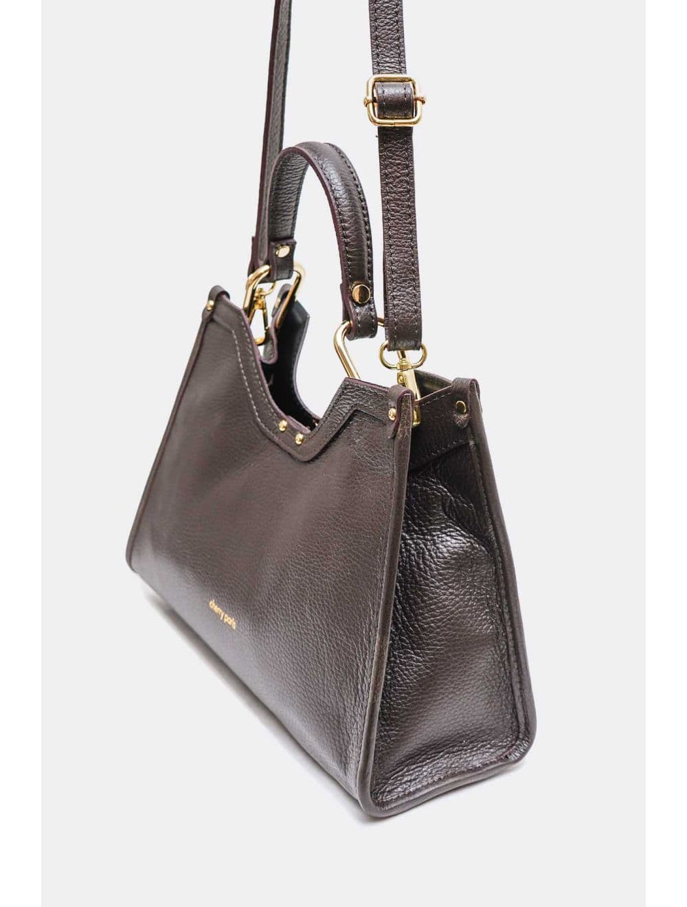 Sac à Main En Cuir Vachette Grainée Avec Pochette Amovible 4174 SABRINE-Chocolat — vue 3