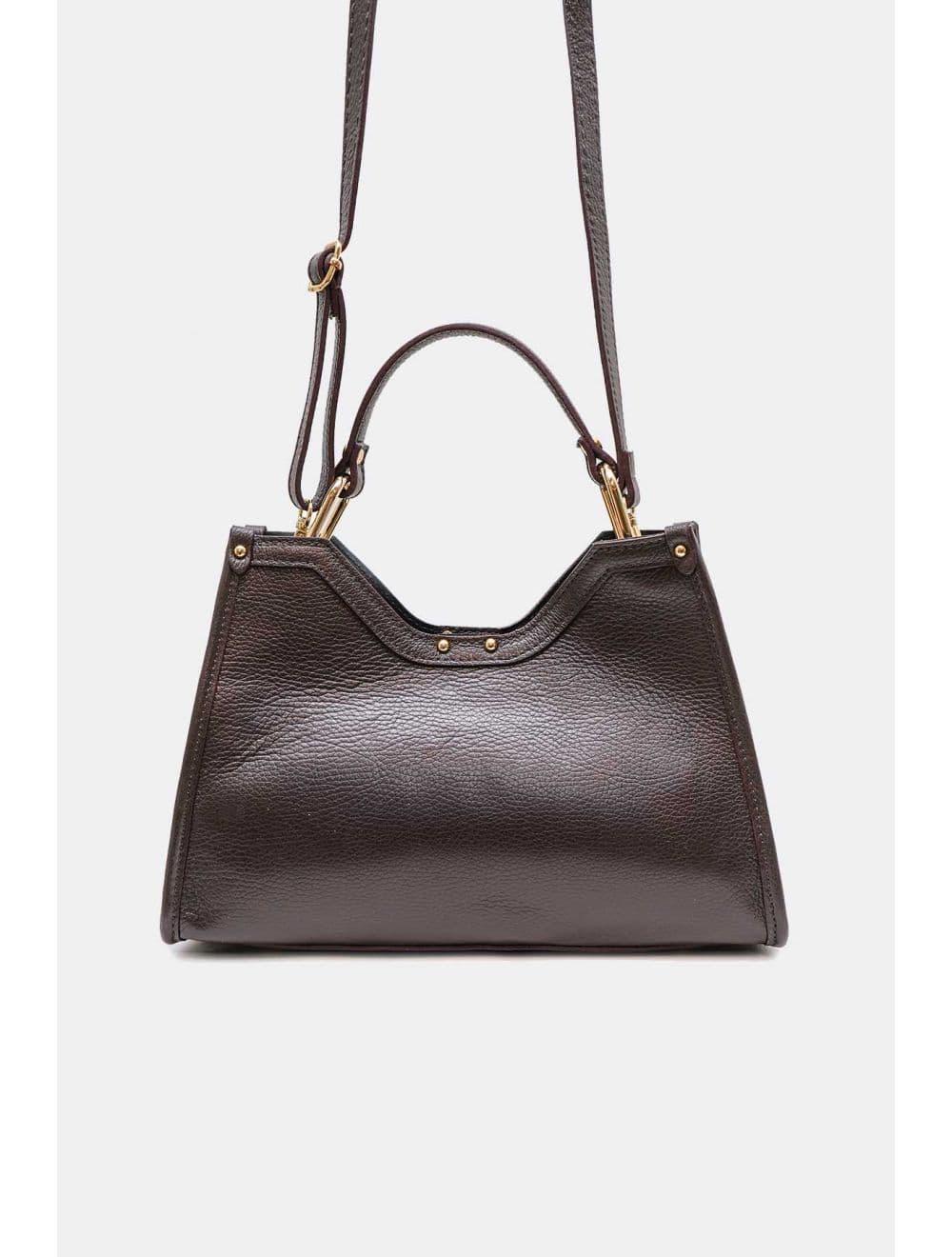 Sac à Main En Cuir Vachette Grainée Avec Pochette Amovible 4174 SABRINE-Chocolat — vue 4