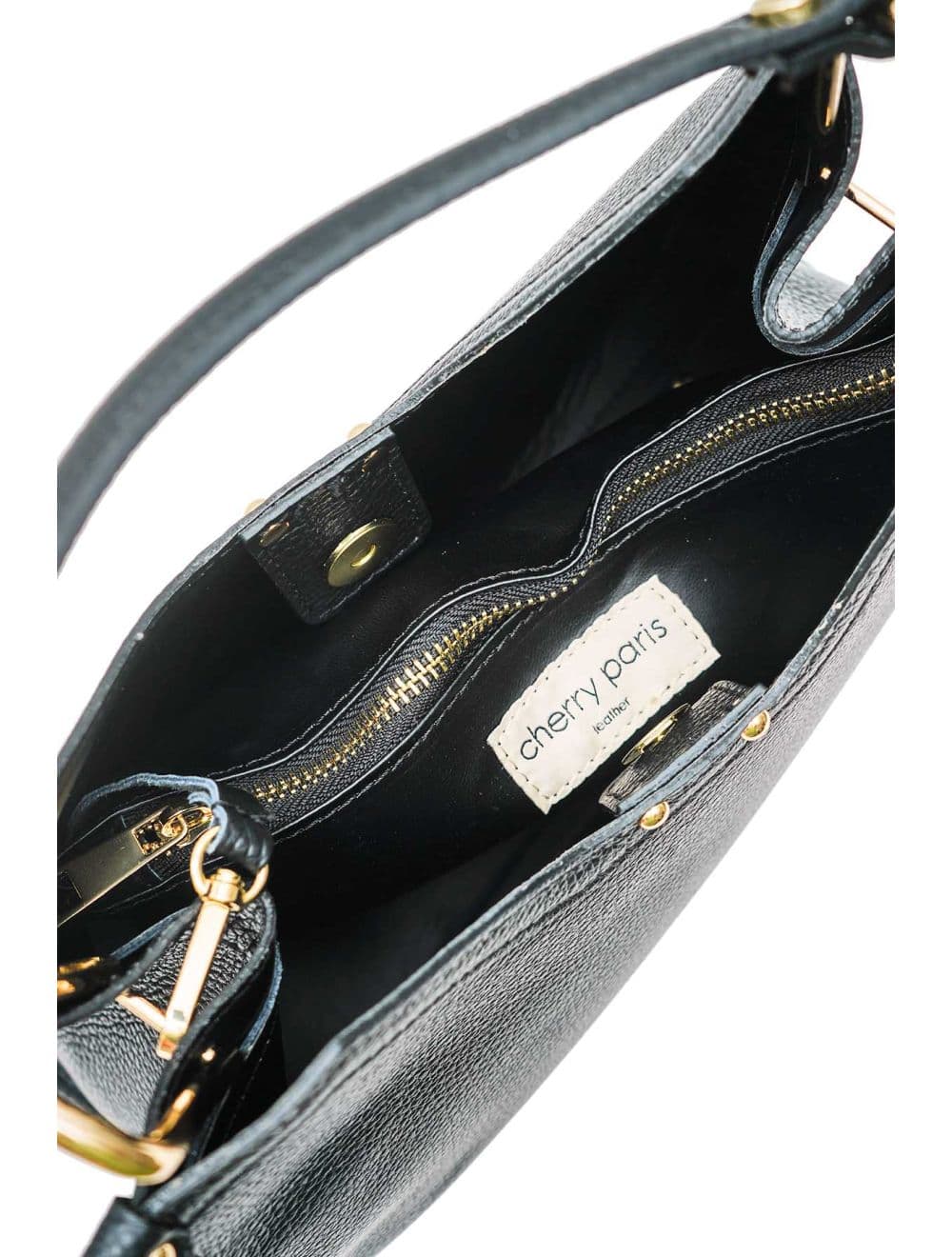 Sac à Main En Cuir Vachette Grainée Avec Pochette Amovible 4174 SABRINE-Noir