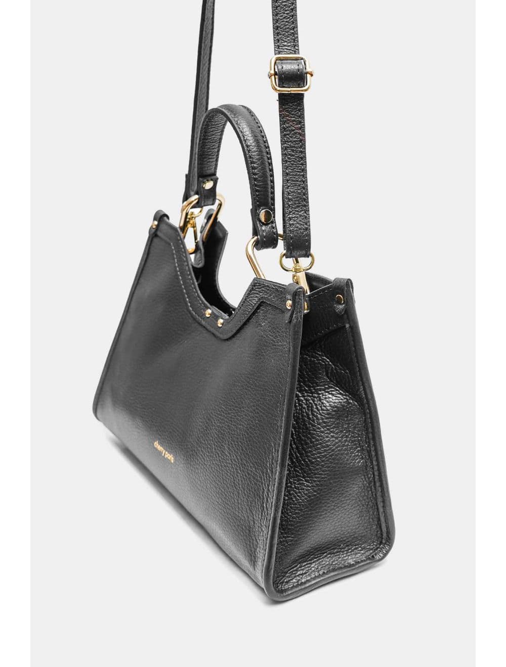 Sac à Main En Cuir Vachette Grainée Avec Pochette Amovible 4174 SABRINE-Noir — vue 3