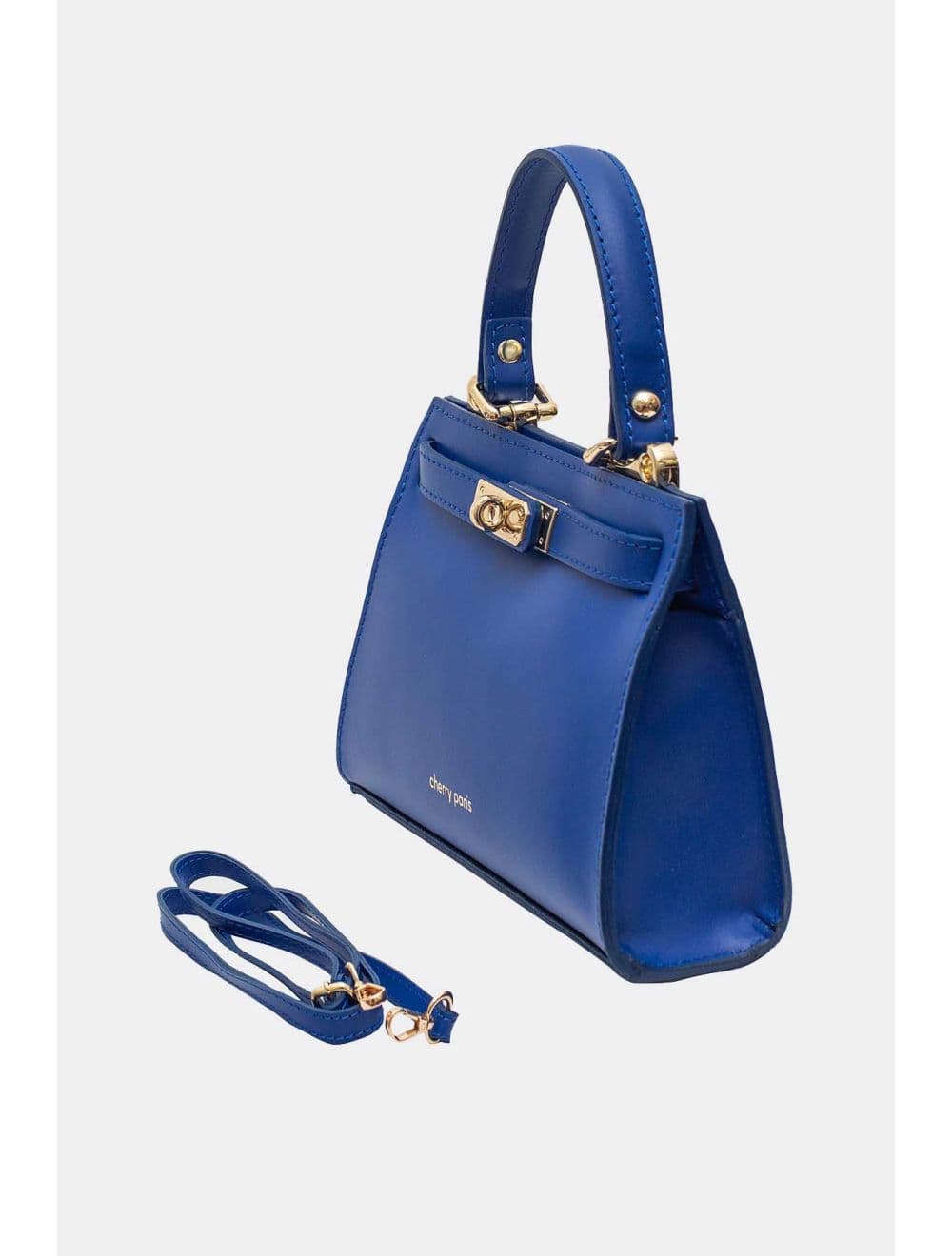 [LAST ONE]Sac Porté Main en Croûte de Cuir Vachette Lisse CARMEN-4029-Bleu Roi — vue 4