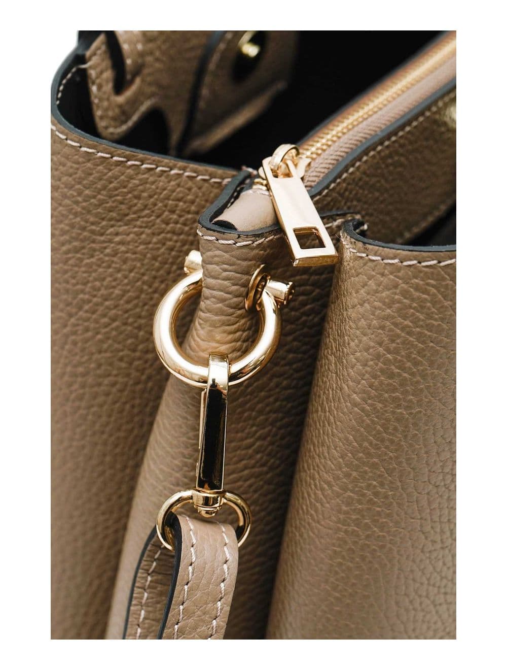 Sac à Main En Cuir Vachette Grainée 4138 PAULA-TAUPE