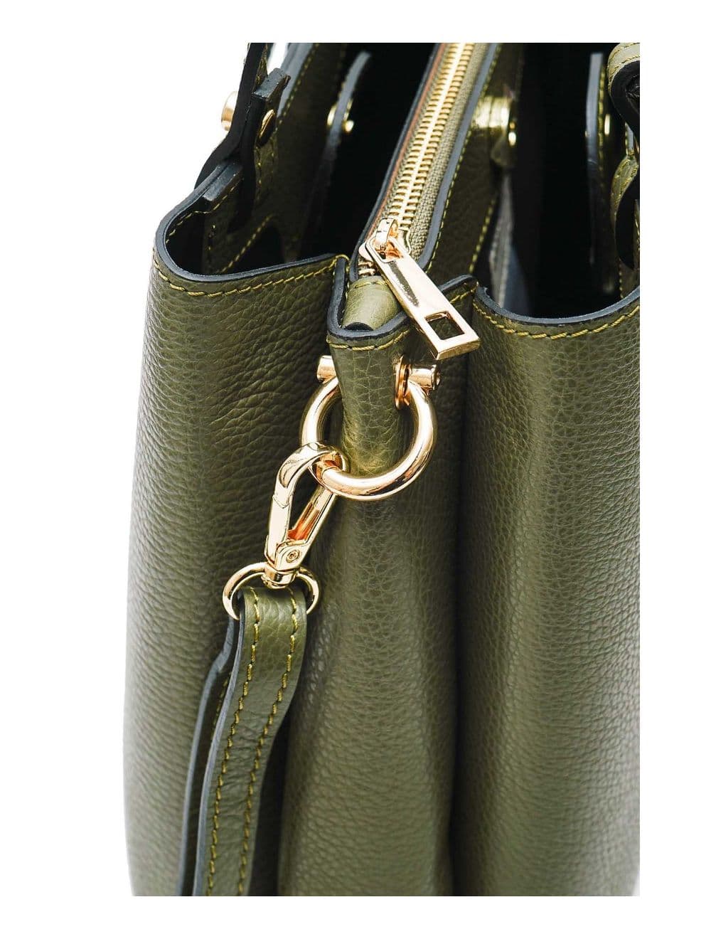 Sac à Main En Cuir Vachette Grainée 4138 PAULA-KHAKI