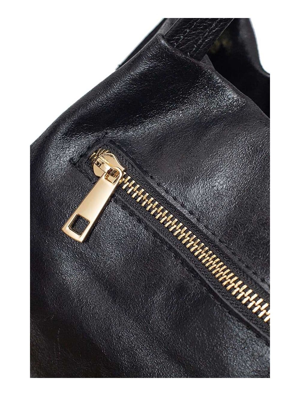 Sac Porté Main en Croûte de Cuir de Vachette Métallisé CLELIA METAL 4060-Black