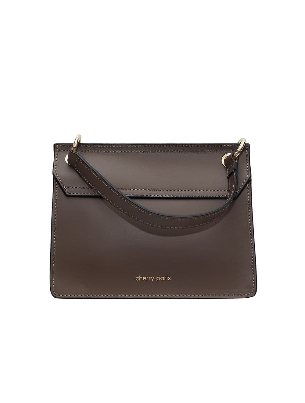 Sac porté main en croûte de cuir de vachette lisse RITA-4008-Taupe Fonce — vue 3