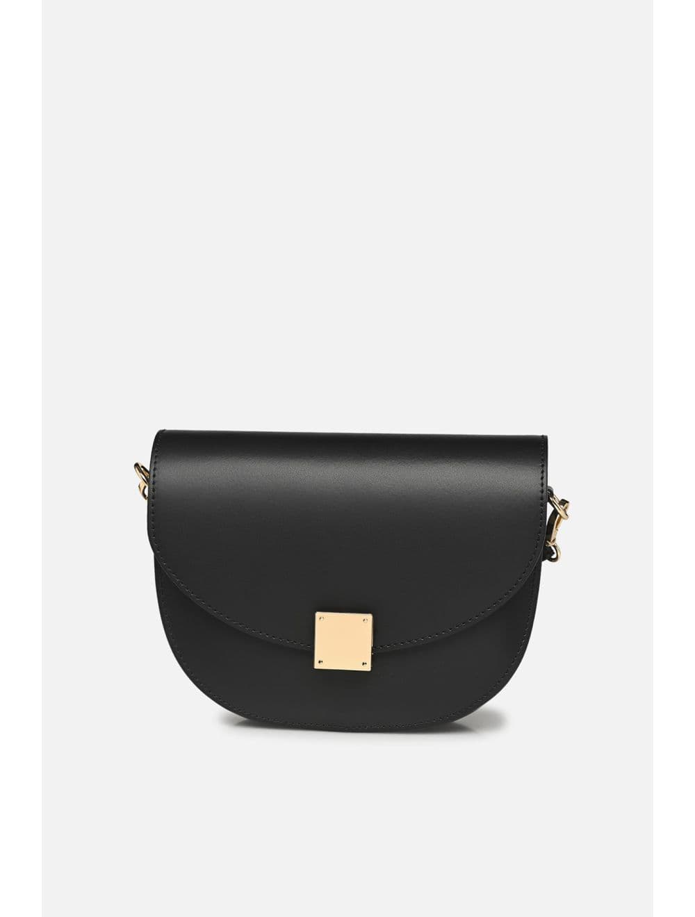Sac Porté Croisé En Croûte De Cuir De Vachette Lisse 4109 ZINA-Black