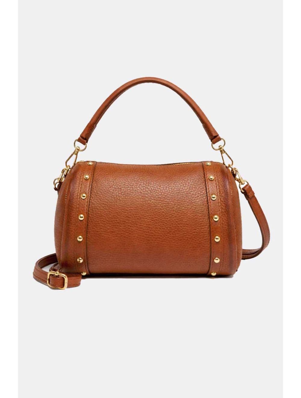 Sac Bowling En Croûte Cuir Vachette Grainée 4199 BONNIE-Cognac