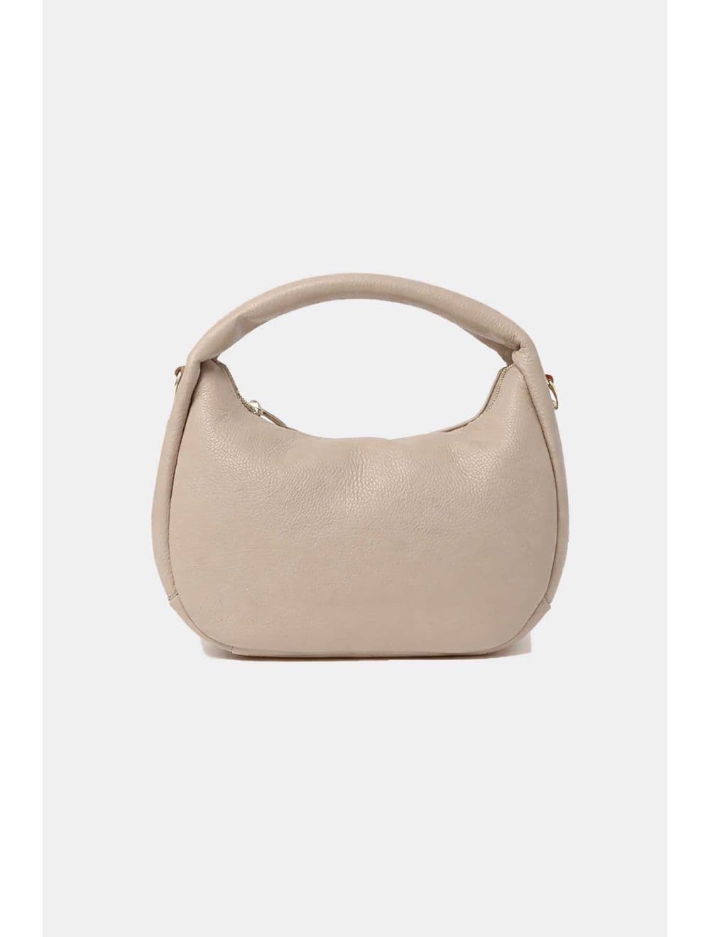 Sac Porté Main Demi Lune En Croûte Cuir Vachette Grainée 4195 LAURÈNE-Beige — vue 3