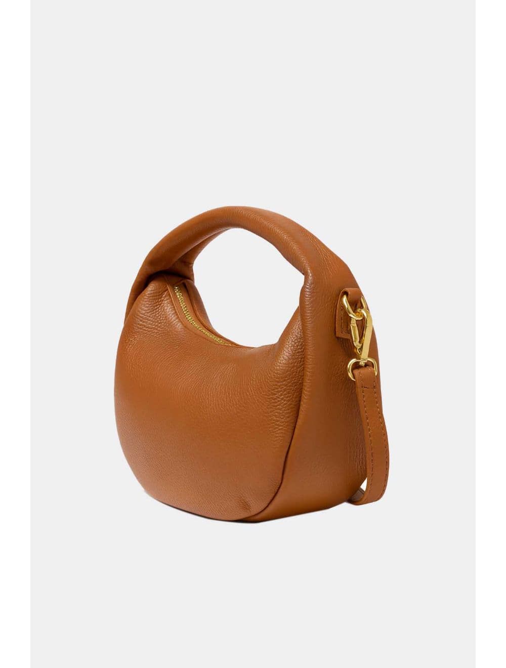 Sac Porté Main Demi Lune En Croûte Cuir Vachette Grainée 4195 LAURÈNE-Cognac — vue 2