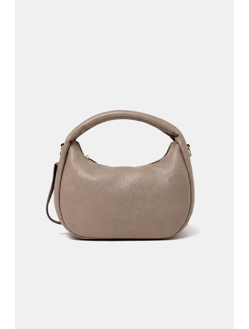 Sac Porté Main Demi Lune En Croûte Cuir Vachette Grainée 4195 LAURÈNE-Taupe