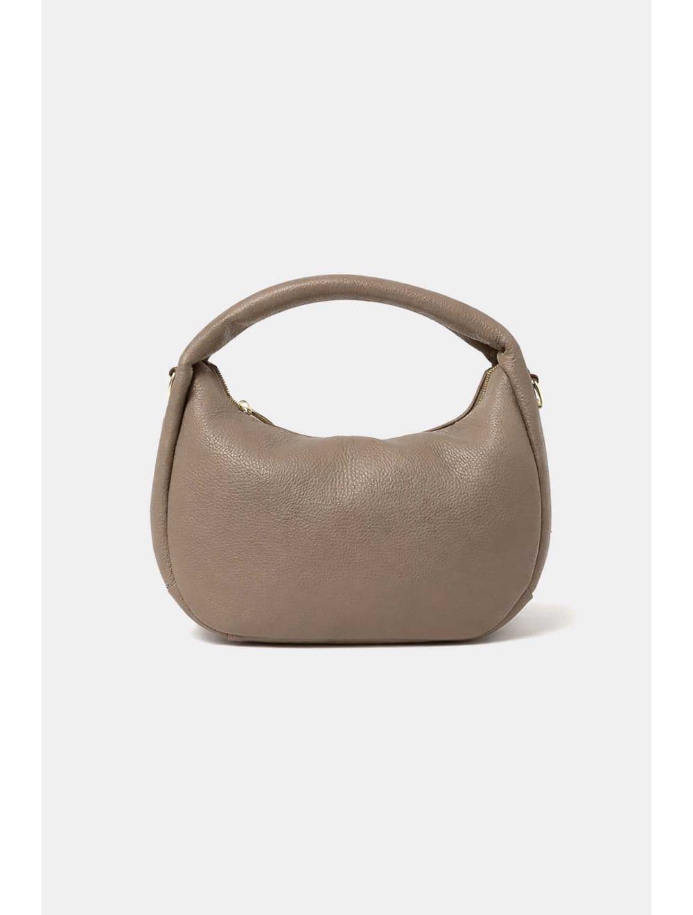 Sac Porté Main Demi Lune En Croûte Cuir Vachette Grainée 4195 LAURÈNE-Taupe — vue 3