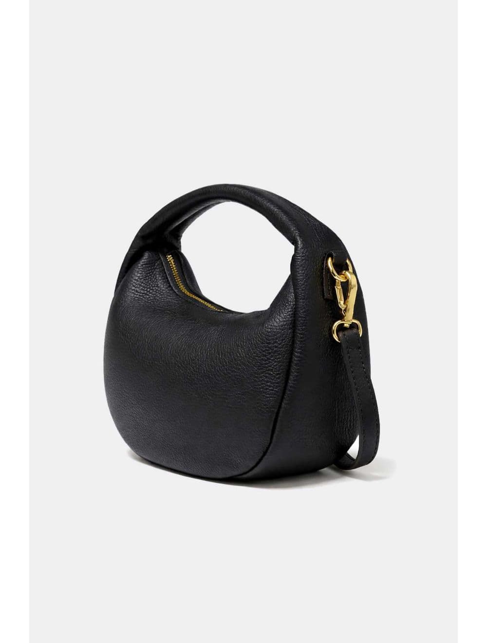 Sac Porté Main Demi Lune En Croûte Cuir Vachette Grainée 4195 LAURÈNE-Noir — vue 2
