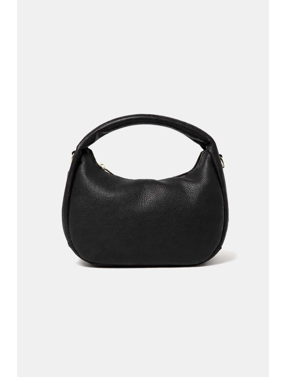 Sac Porté Main Demi Lune En Croûte Cuir Vachette Grainée 4195 LAURÈNE-Noir — vue 3