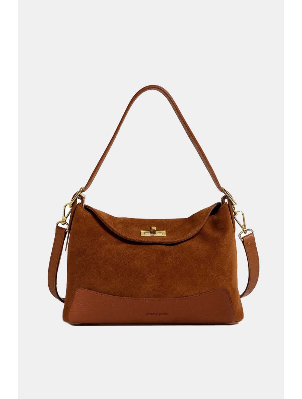 Sac Porté Épaule En Croûte Cuir Vachette Suède Et Grainée 4211 PERLA SUÈDE-Camel