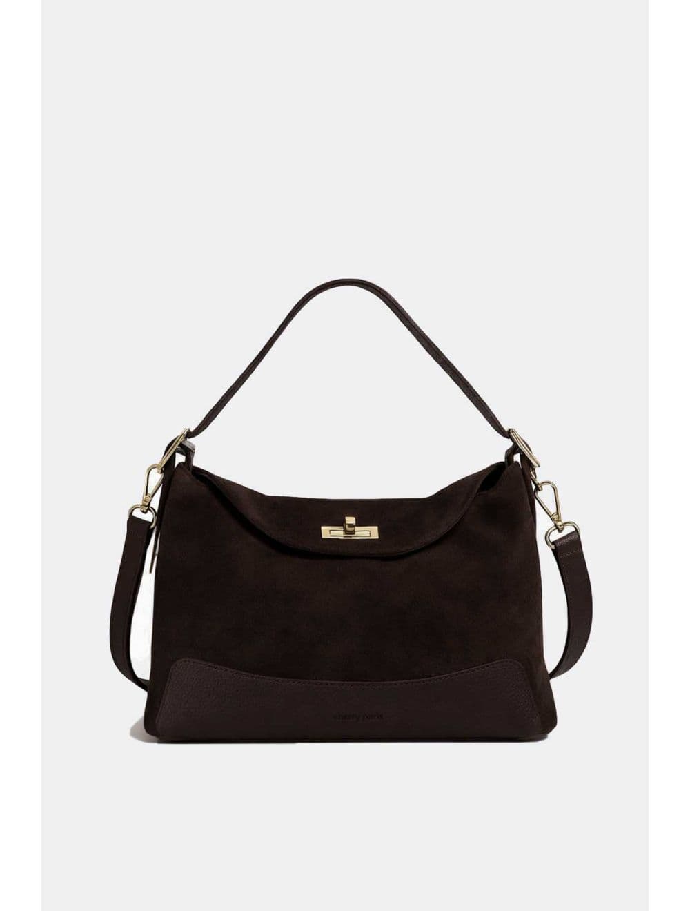 Sac Porté Épaule En Croûte Cuir Vachette Suède Et Grainée 4211 PERLA SUÈDE-Chocolat