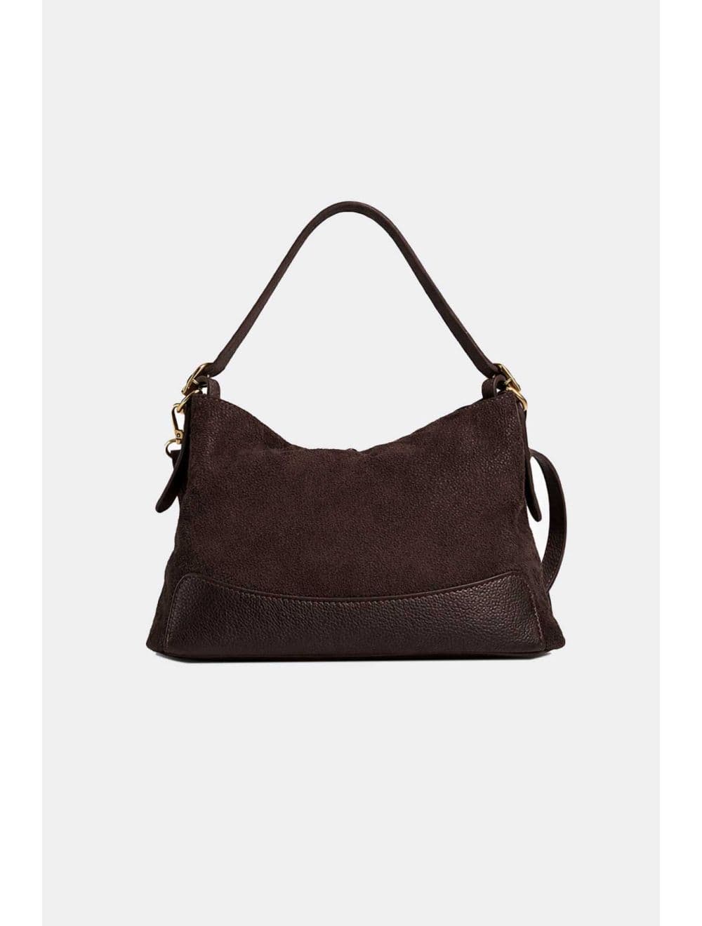 Sac Porté Épaule En Croûte Cuir Vachette Suède Et Grainée 4211 PERLA SUÈDE-Chocolat — vue 3
