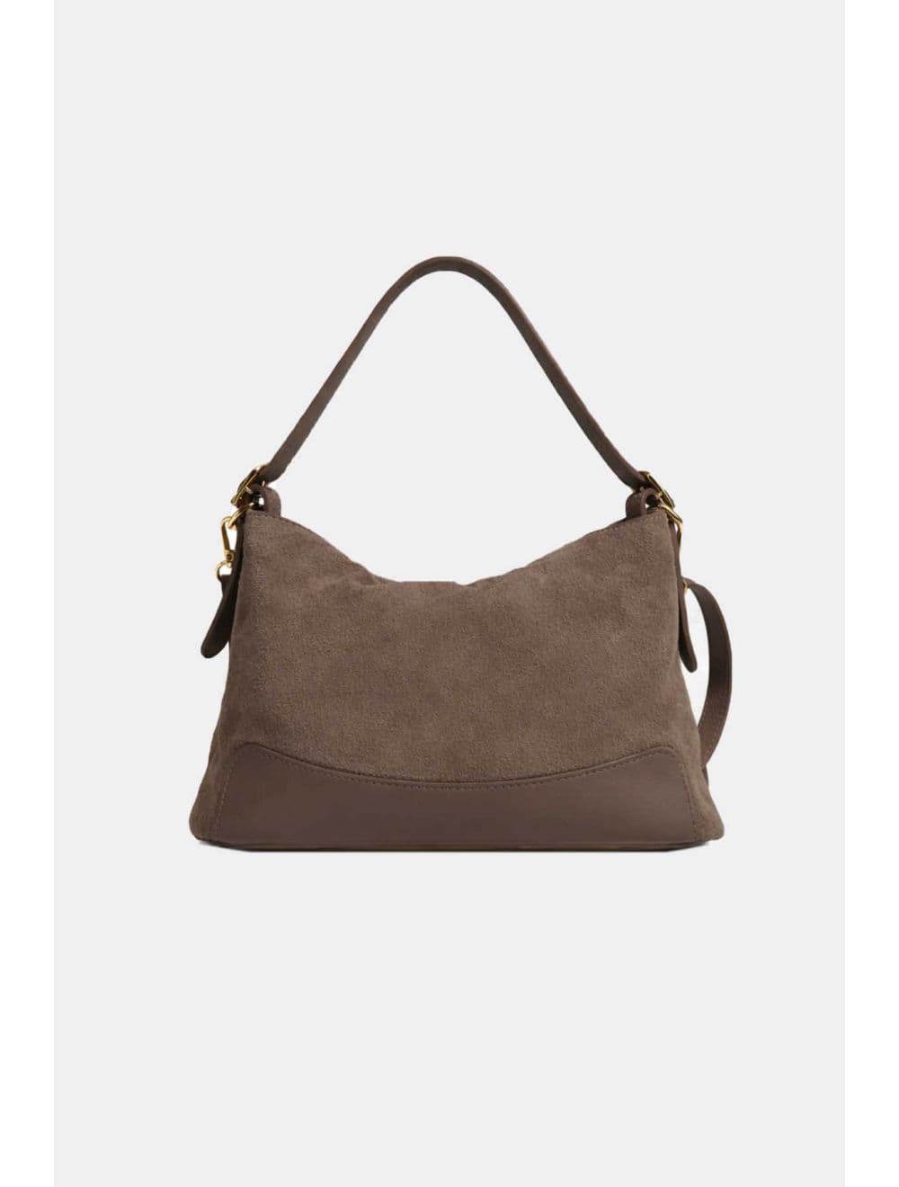 Sac Porté Épaule En Croûte Cuir Vachette Suède Et Grainée 4211 PERLA SUÈDE-Taupe — vue 2