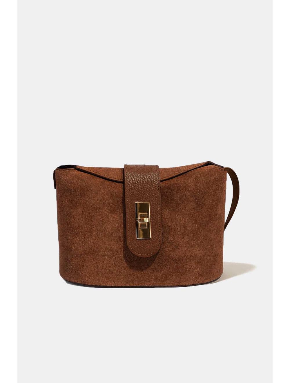 Sac Bandoulière En Croûte Cuir Vachette Suède Et Grainée 4210 PRISCA SUÈDE-Camel