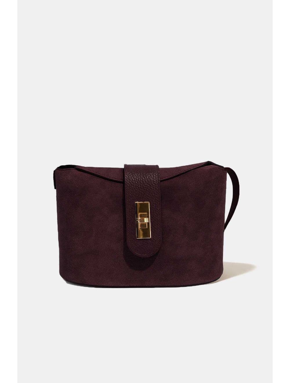 Sac Bandoulière En Croûte Cuir Vachette Suède Et Grainée 4210 PRISCA SUÈDE-Bordeaux