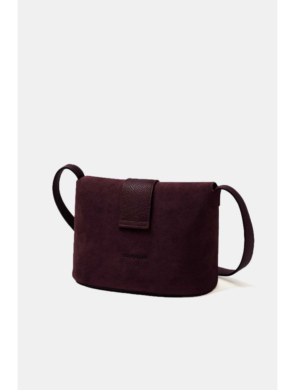 Sac Bandoulière En Croûte Cuir Vachette Suède Et Grainée 4210 PRISCA SUÈDE-Bordeaux — vue 3