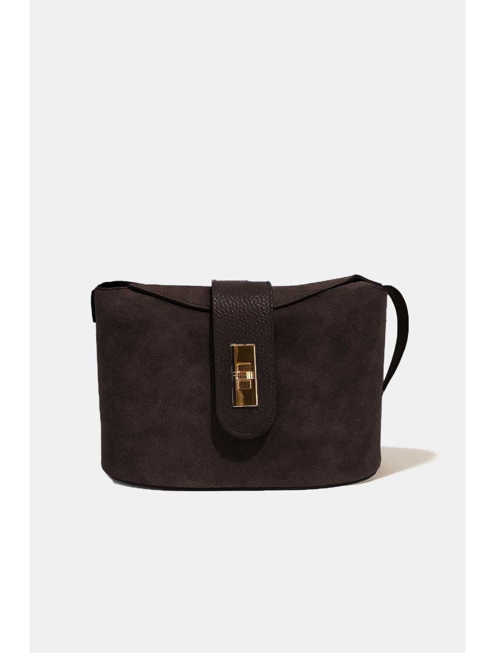Sac Bandoulière En Croûte Cuir Vachette Suède Et Grainée 4210 PRISCA SUÈDE-Chocolat