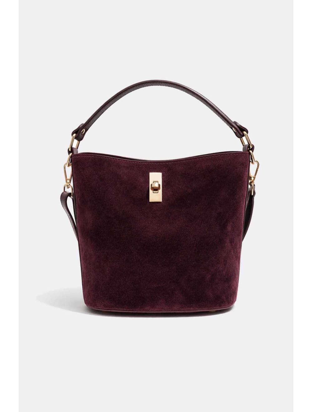 Sac Seau Porté Main et Bandoulière En Croûte Cuir Vachette Suède 4209 ALIMA SUÈDE-Bordeaux