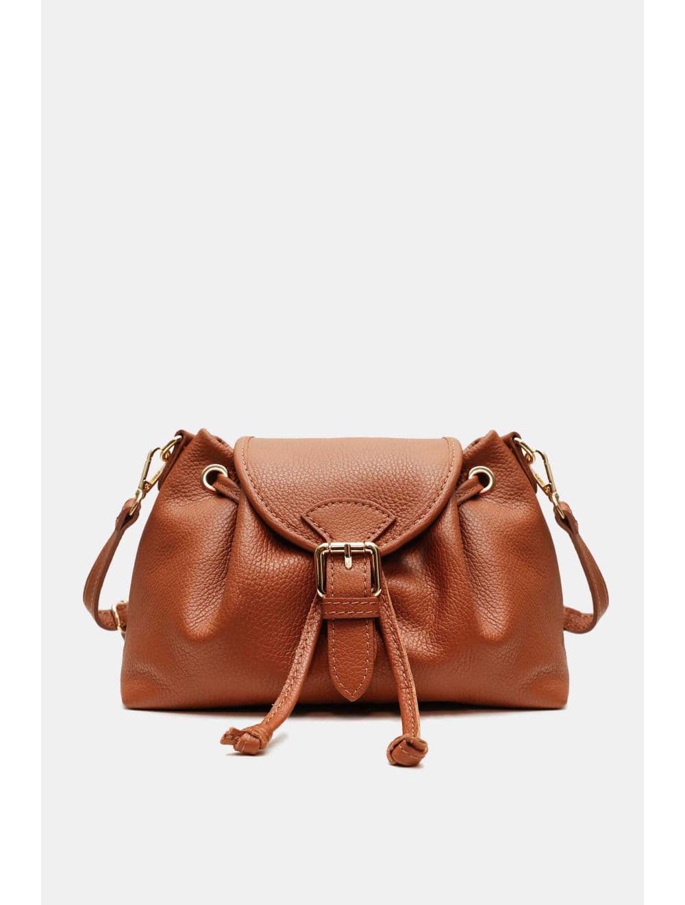 Sac Bandoulière Bourse En Cuir Vachette Grainé 4196 PATRICIA-Cognac