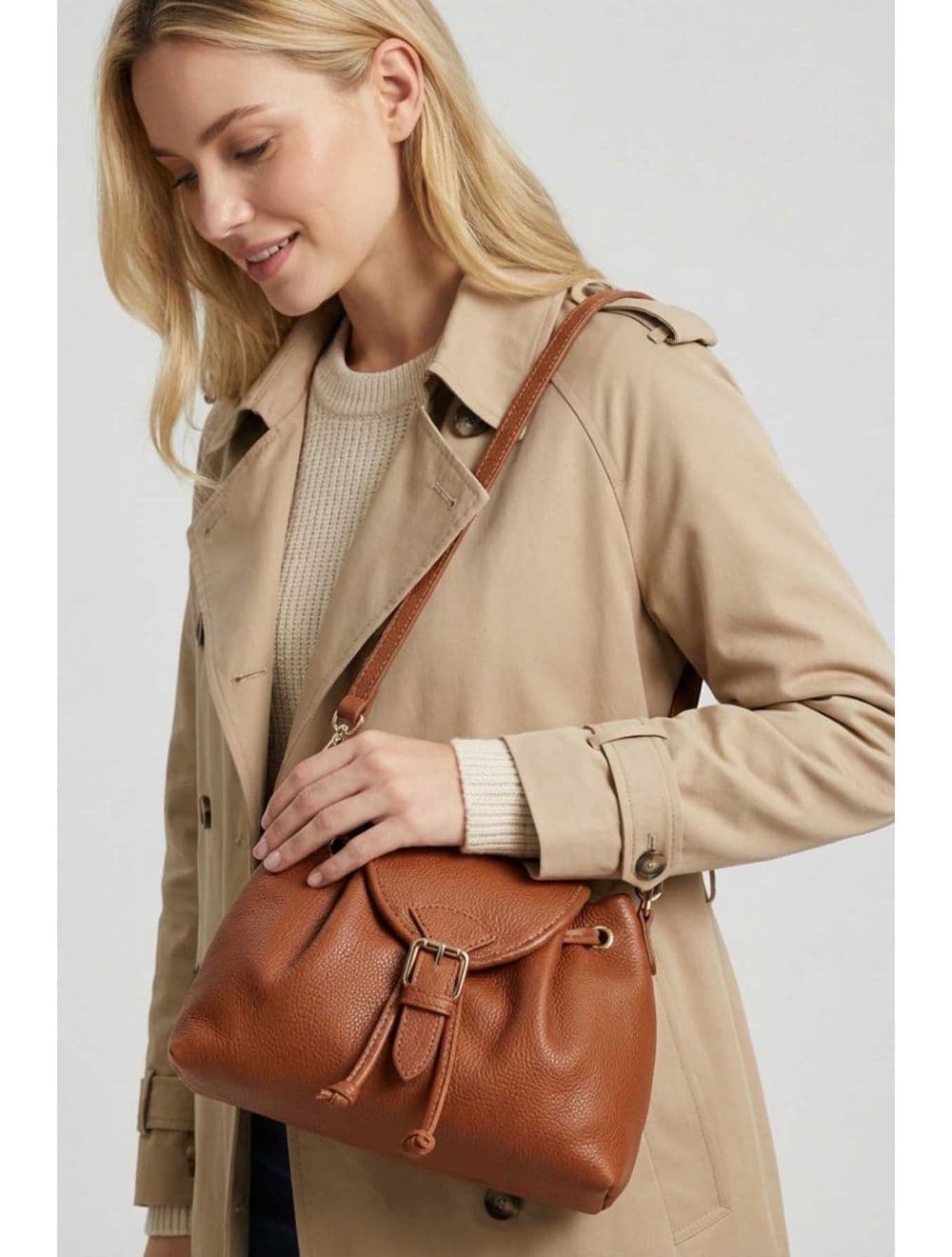 Sac Bandoulière Bourse En Cuir Vachette Grainé 4196 PATRICIA-Cognac — vue 6