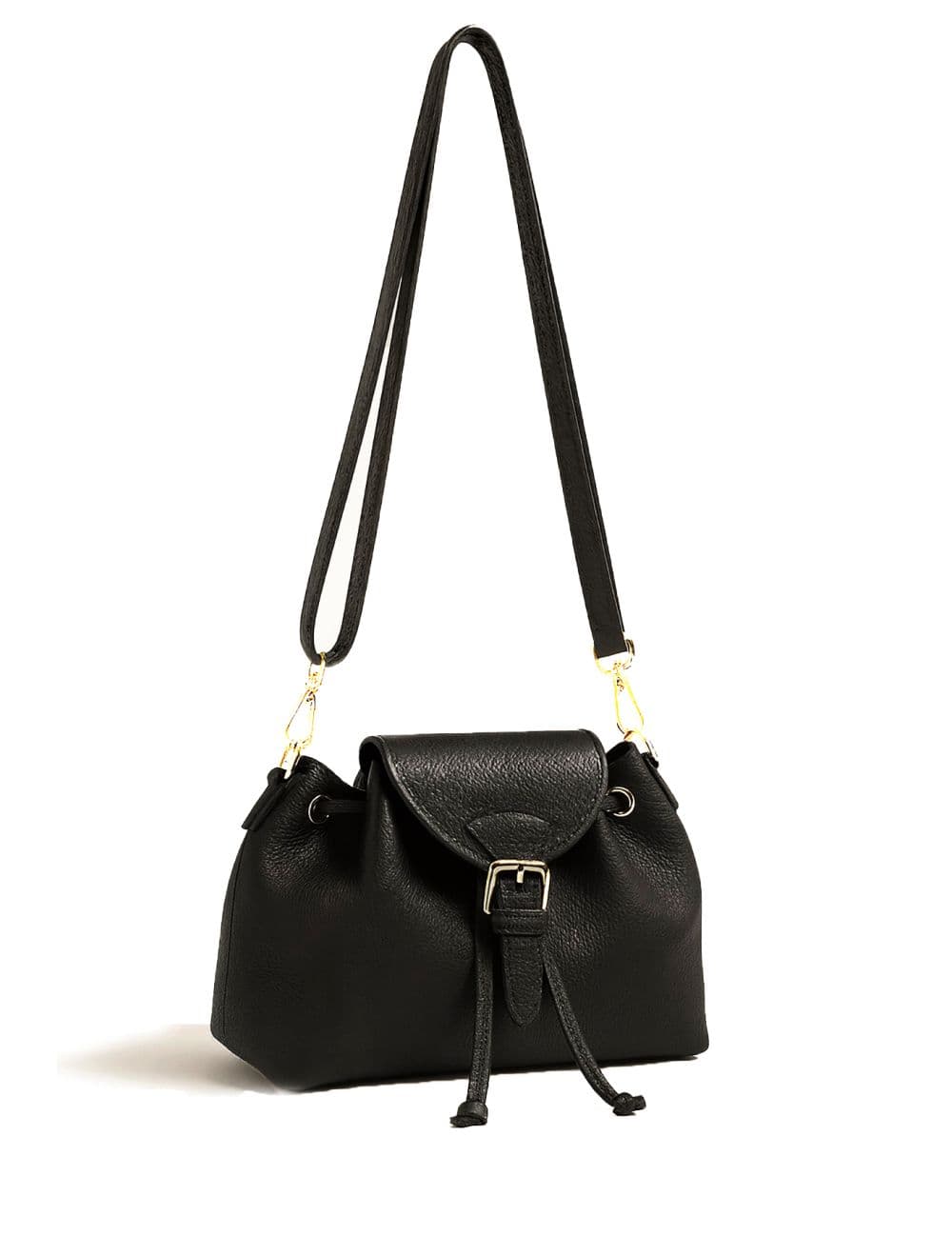 Sac Bandoulière Bourse En Cuir Vachette Grainé 4196 PATRICIA-Black