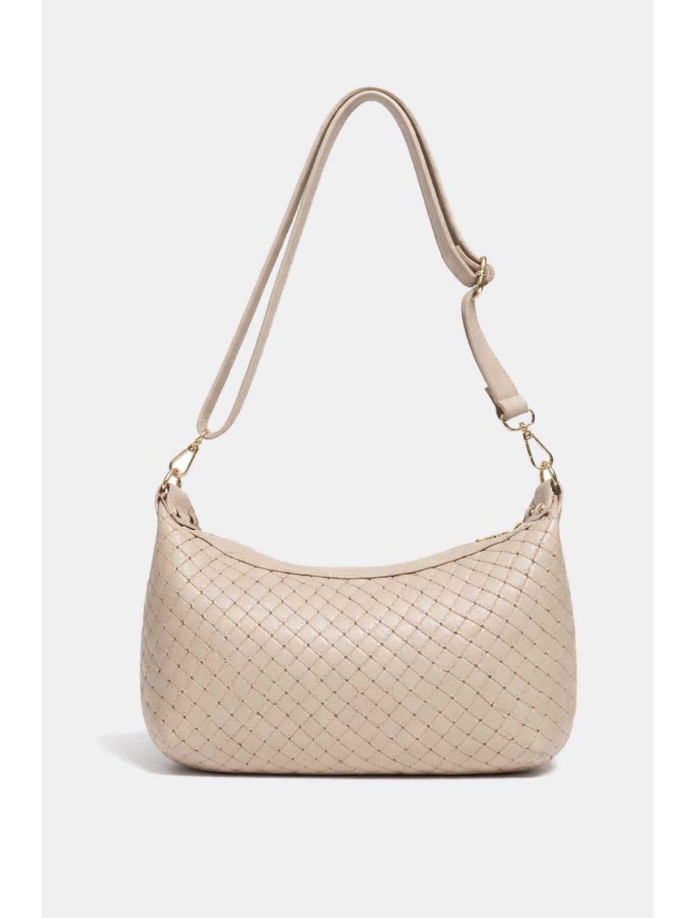 Sac Besace En Cuir Vachette Grainée Effet Tressé 4208 ADJANIE TRESSÉ-Beige