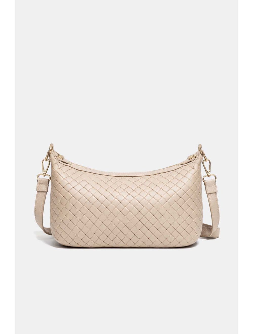 Sac Besace En Cuir Vachette Grainée Effet Tressé 4208 ADJANIE TRESSÉ-Beige — vue 3
