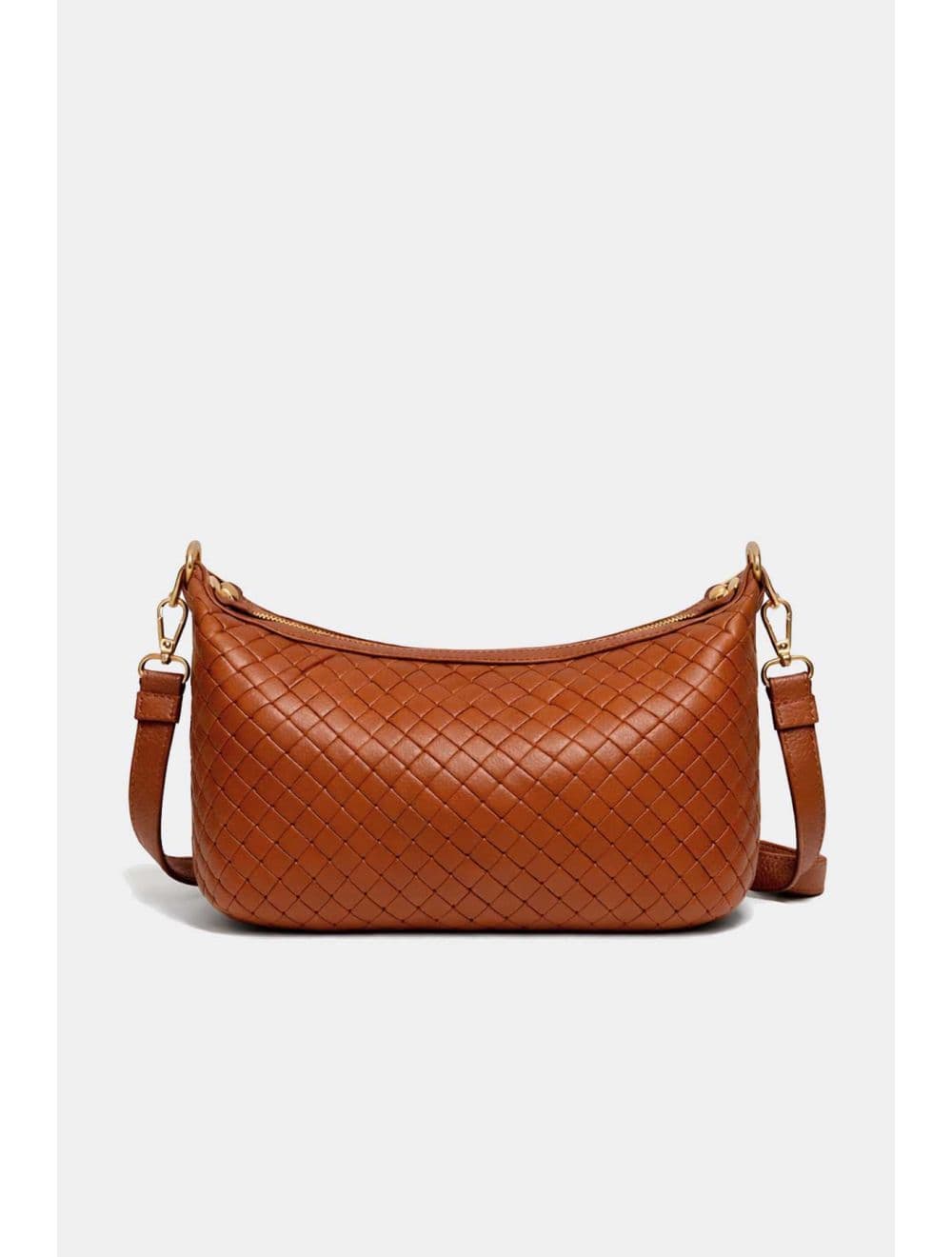 Sac Besace En Cuir Vachette Grainée Effet Tressé 4208 ADJANIE TRESSÉ-Cognac — vue 3