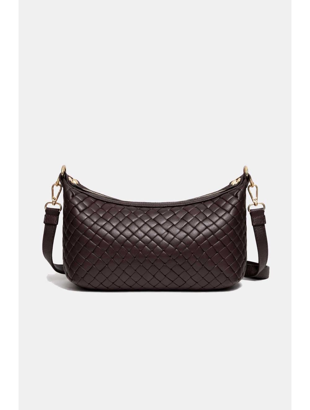 Sac Besace En Cuir Vachette Grainée Effet Tressé 4208 ADJANIE TRESSÉ-Chocolat — vue 3